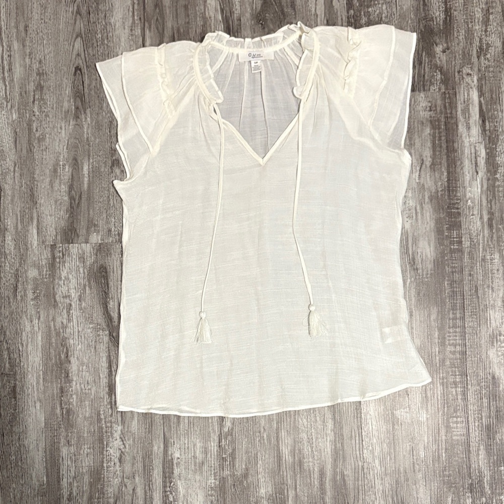 Elegant White Ruffle Sleeve Blouse